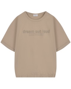 Бежевая футболка с принтом "dream out loud" Brunello Cucinelli