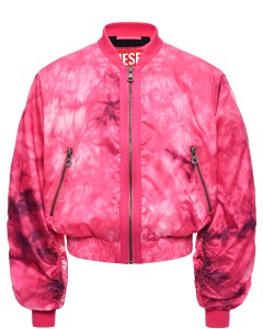 Куртка-бомбер с принтом tie dye, розовая Diesel
