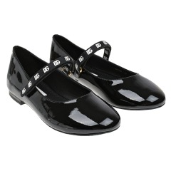 Черные лаковые туфли с лого на ремешке Dolce&Gabbana