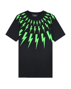 Черная футболка с принтом "зеленые молнии" Neil Barrett