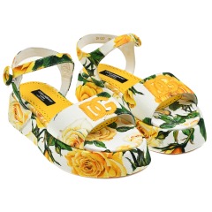 Босоножки на застёжках со сплошным принтом "Розы" Dolce&Gabbana