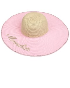 Плетеная шляпа с широкими полями, розовая Monnalisa