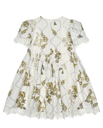 Платье с кружевной отделкой, белое Roberto Cavalli