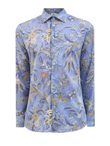 Рубашка из гладкого хлопкового поплина с флористическим принтом