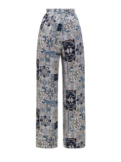 Шелковые брюки-палаццо с орнаментом и эластичным поясом