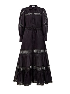 Длинное платье-рубашка Ileana с ажурной вышивкой