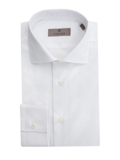 Белая рубашка из хлопка с микро-узором в тон